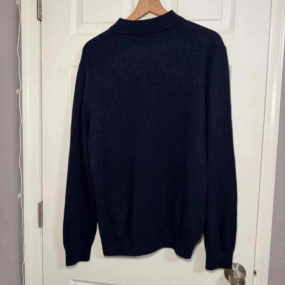 NEW Quince Mongolian Cashmere Polo Sweater Navy Blue XL LB22999-STIEC01-6503